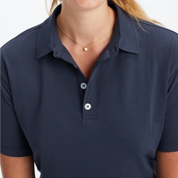 NWT Fabletics Classic Navy Boxy Short Sleeve Polo Shirt Size Large - Picture 3 of 12